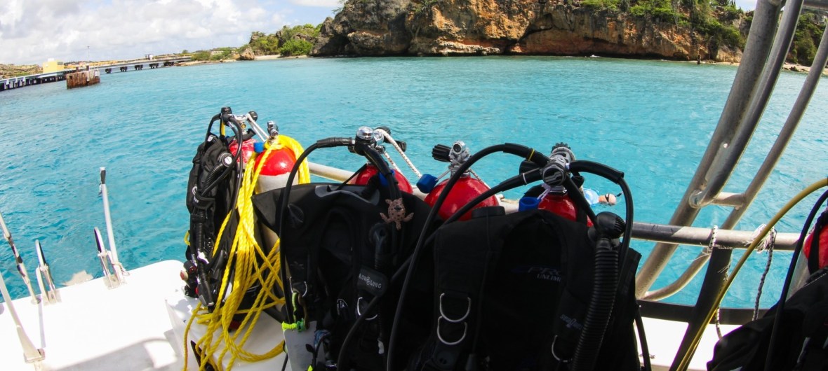 tanks on a dive boat, no divers - with Blue North Scuba Club, Toronto